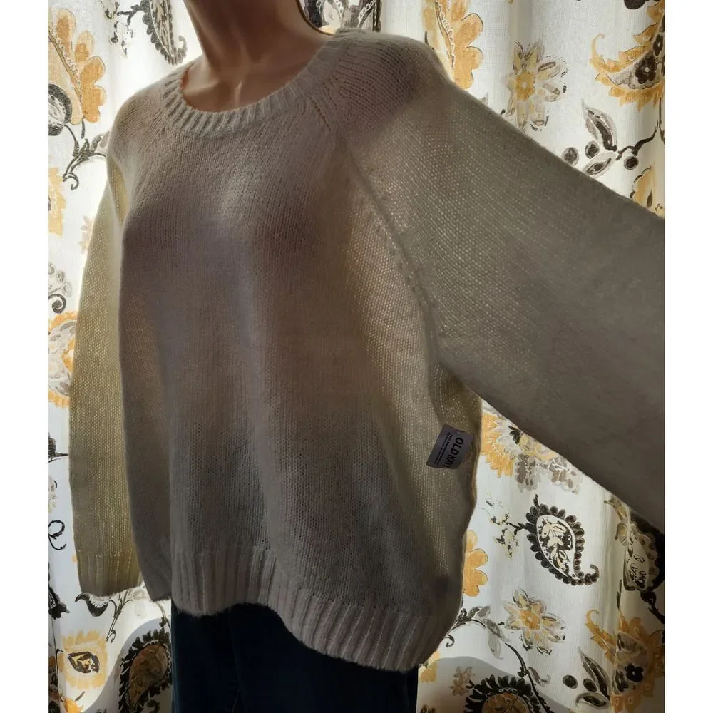 Old Navy Sweater Women's Large Off White Pullover Scoop Neck NWT
